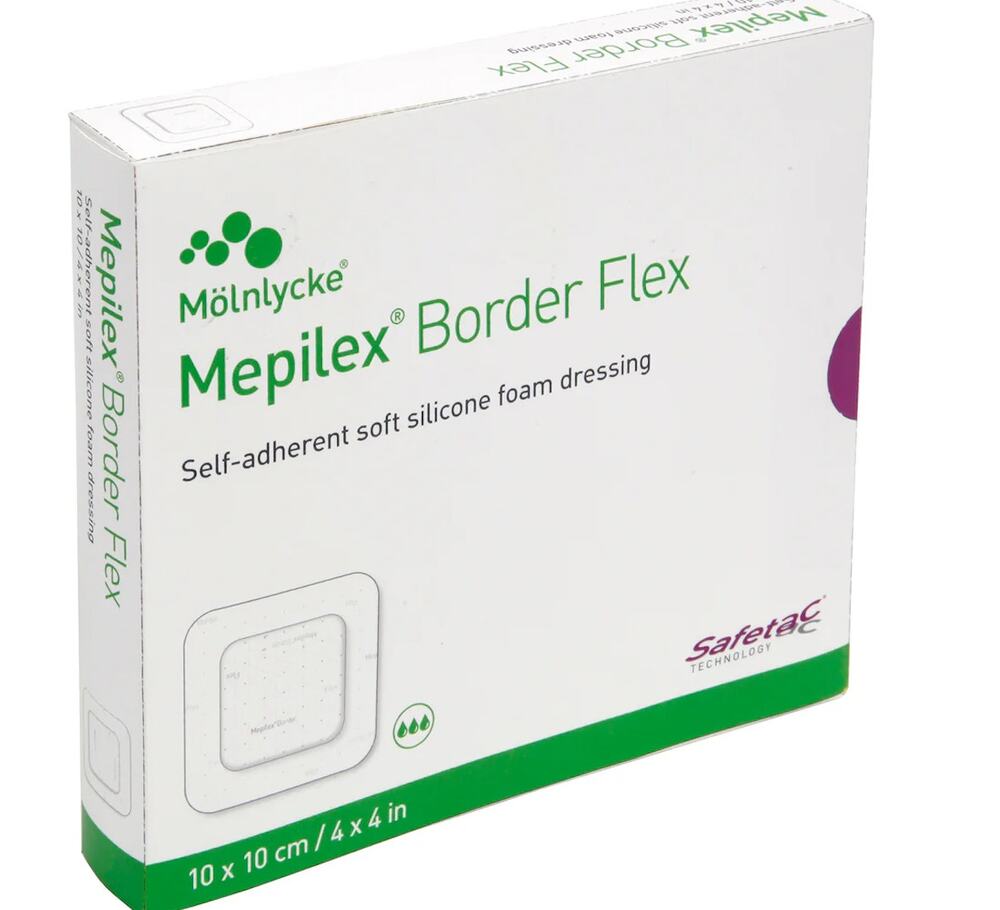 Molnlycke Mepilex Border Flex Foam Dressing - 4" x 4" Square - Box of 5 - 595300